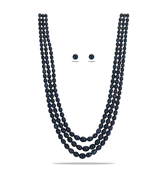 Grading Black Drop Freshwater Pearl Necklace Set - A Quality