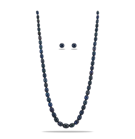 Grading Black Drop Freshwater Pearl Necklace Set - A Quality