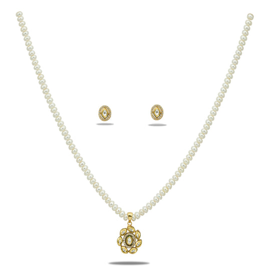 Latest White Stone Freshwater Pearls Necklace Set