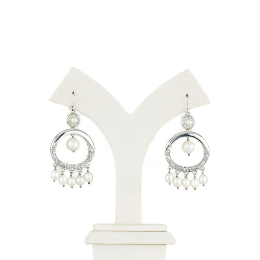 Classic White Mix Freshwater Pearl Chand Bali