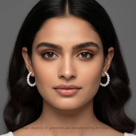 Elegant White Freshwater Pearl Hoop Earring