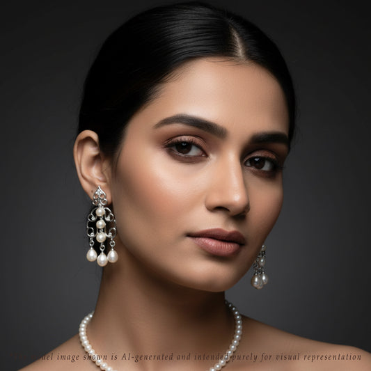 Exceptional Fancy White Freshwater Pearl Hanging Earrings