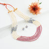 Natural Mix Ruby & Sapphire 3.0-4.0mm Button Freshwater Pearl Necklace Set - AAA Quality