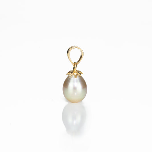 13.0-14.0mm Classic Golden Drop South Sea Pearl With 18K Yellow Gold Pearl Locket