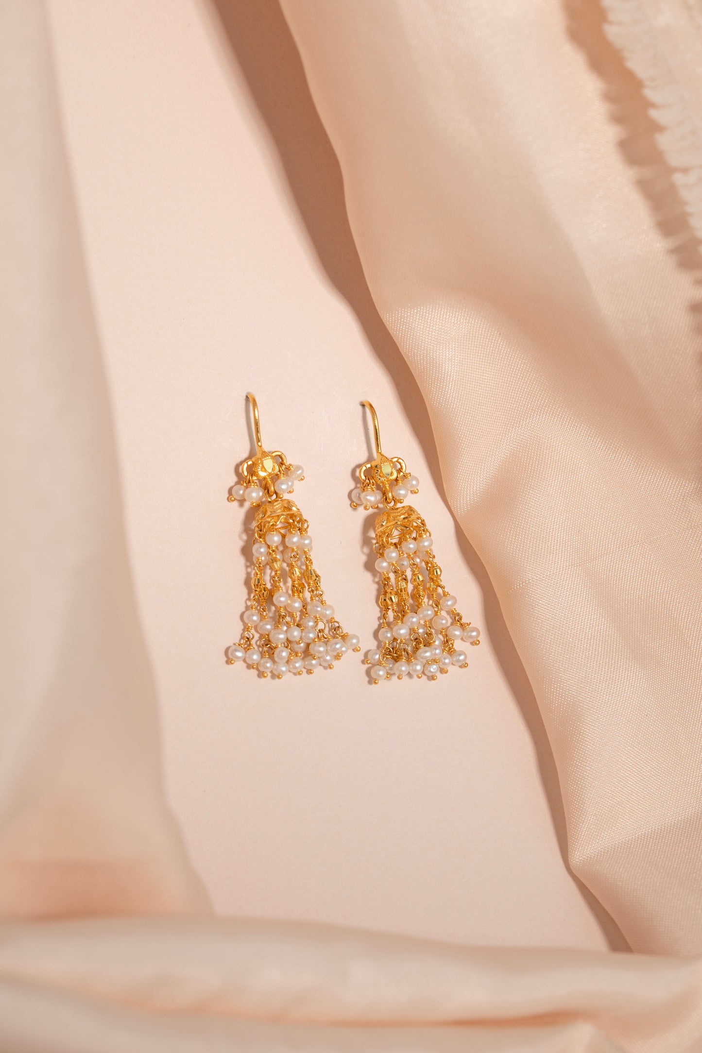 Traditional Pearl Gold Jhumki Earrings