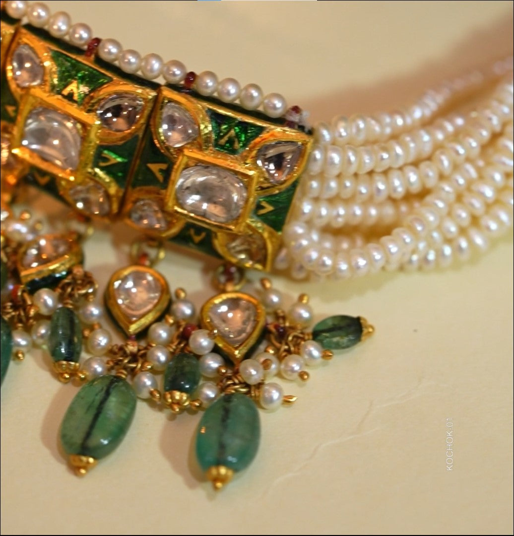 Sparkling Polki Kundan Pearl Choker