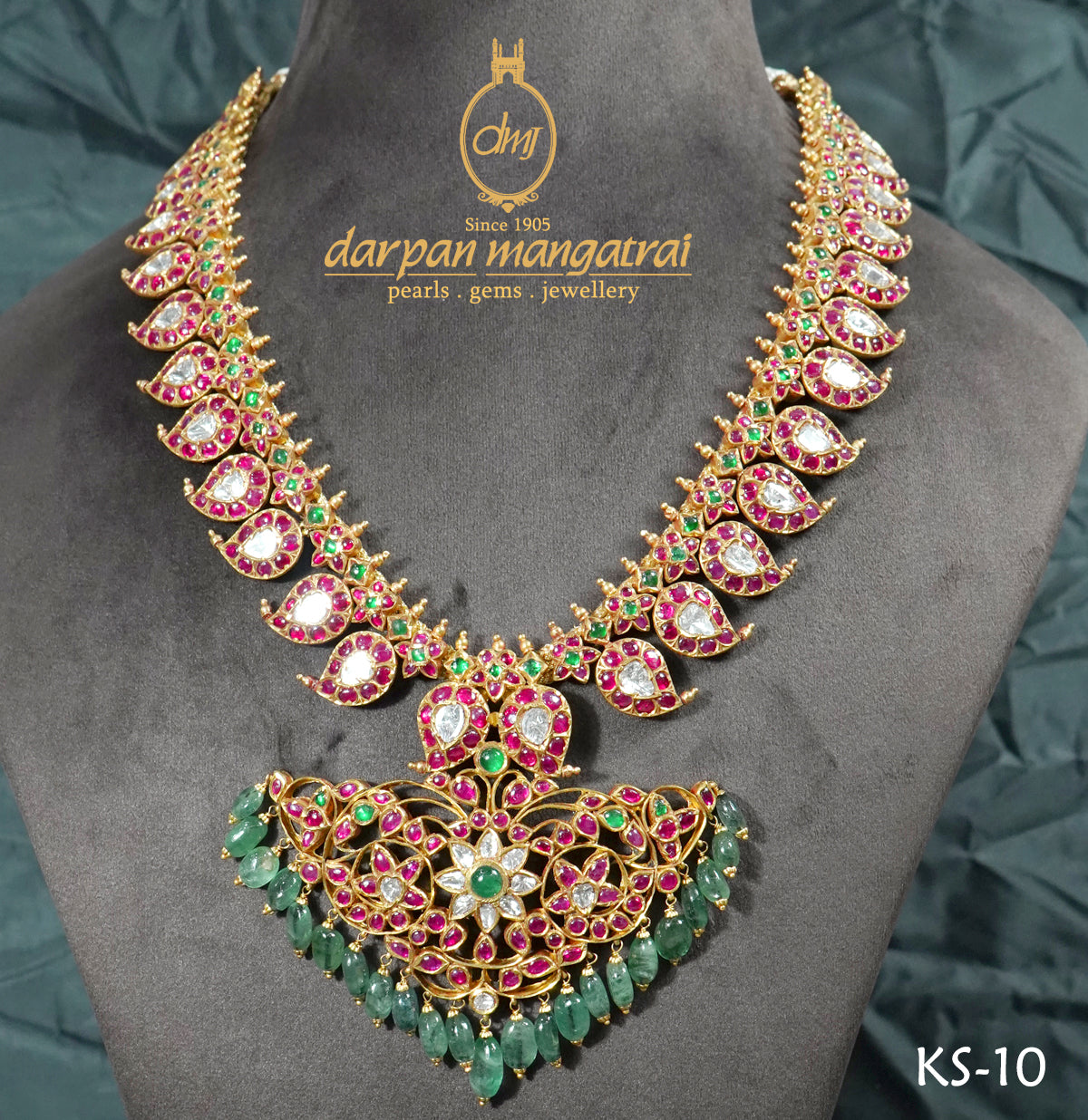Vintage Ruby And Emerald Mango Necklace