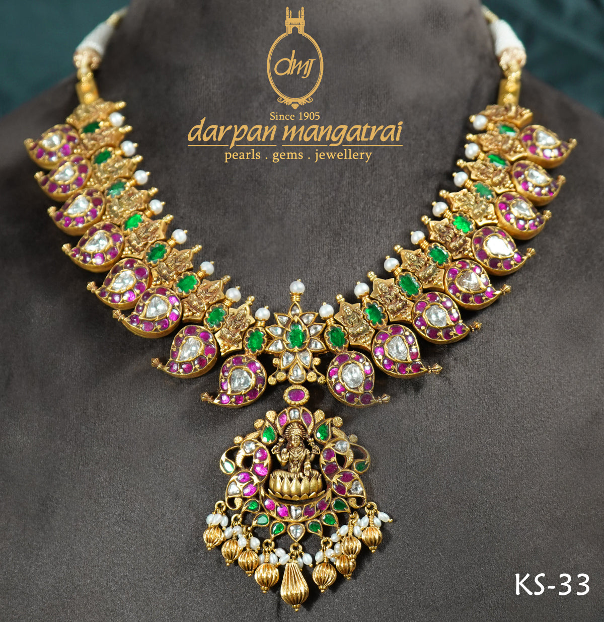 laxmi Devi Gold Antique Kundan Necklace