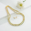 Natural Emerald and Golden Akoya SaltwaterPearls Necklace Set - A Quality