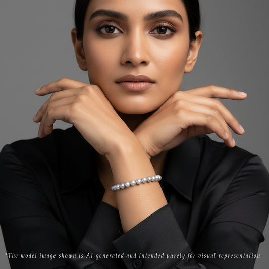 6.0-7.0mm Grey Near Round Freshwater Pearl Bracelet