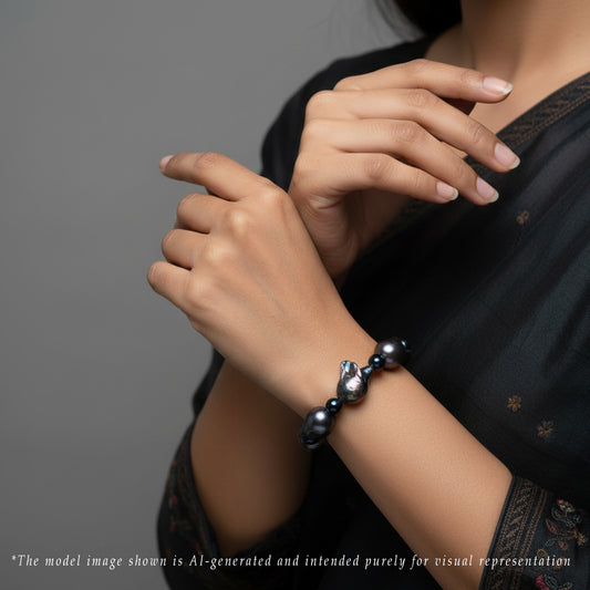 21.0-22.0mm Dark Blue Mix Freshwater Pearl Bracelet