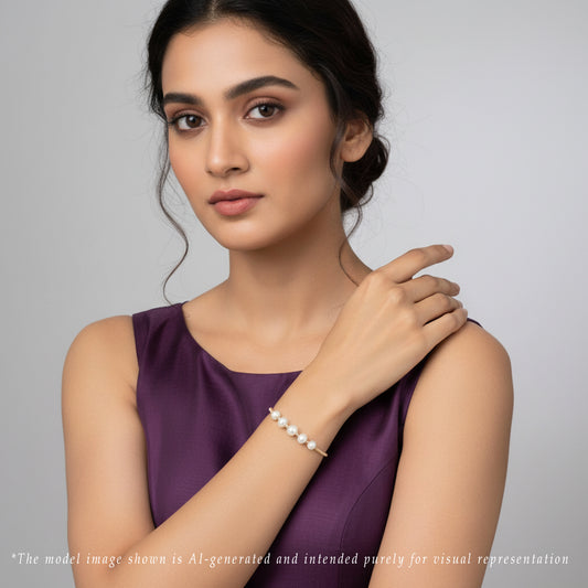 Sparkly White Near Round Freshwater Pearl Bracelet