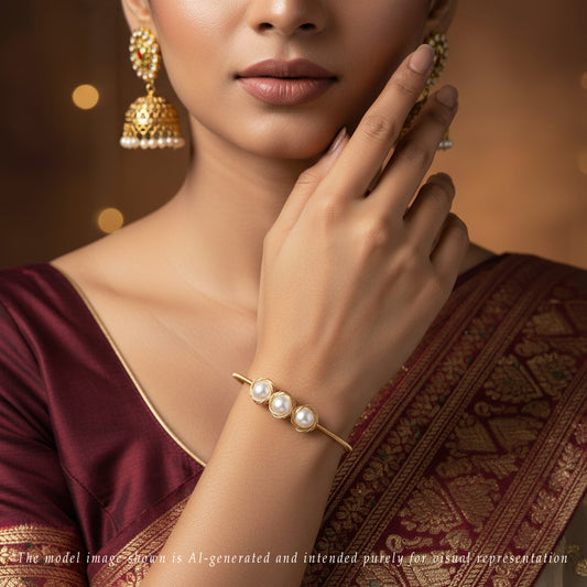 Delicate White Near Round Freshwater Pearl Bracelet