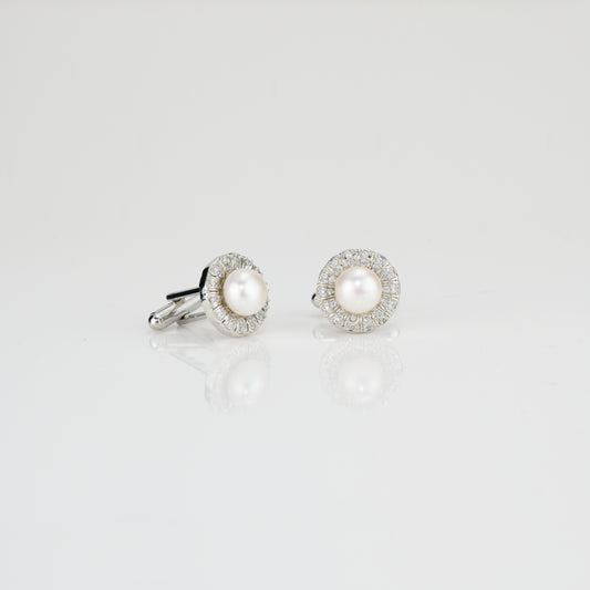 Charming White Stone Freshwater Pearl Cufflinks