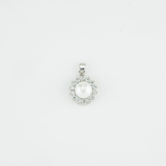 Sparking White Stone Freshwater Pearl Locket