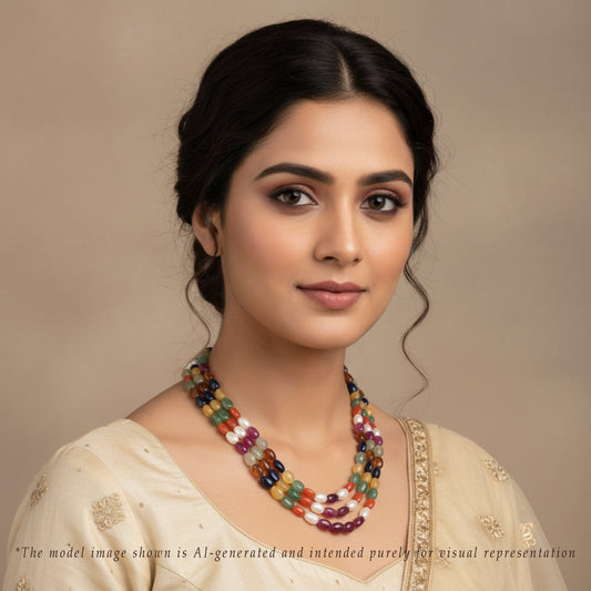 Natural Navaratan Beads Necklace