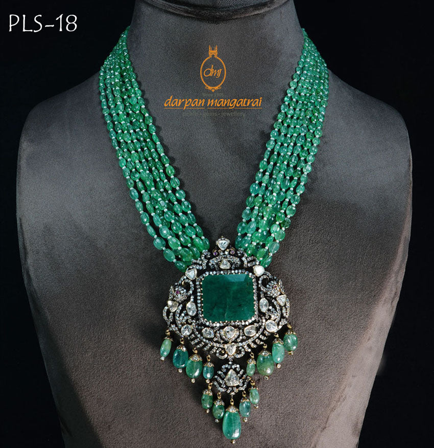 Pannah ki Tamannah Polki, Emerald and Pearls Necklace