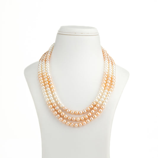6.0-7.0mm Multicolor Near Round Freshwater Pearl Necklace Set - A Quality