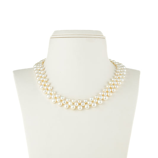 6.0-7.0mm White Button Fancy Freshwater Pearl Necklace Set- A Quality