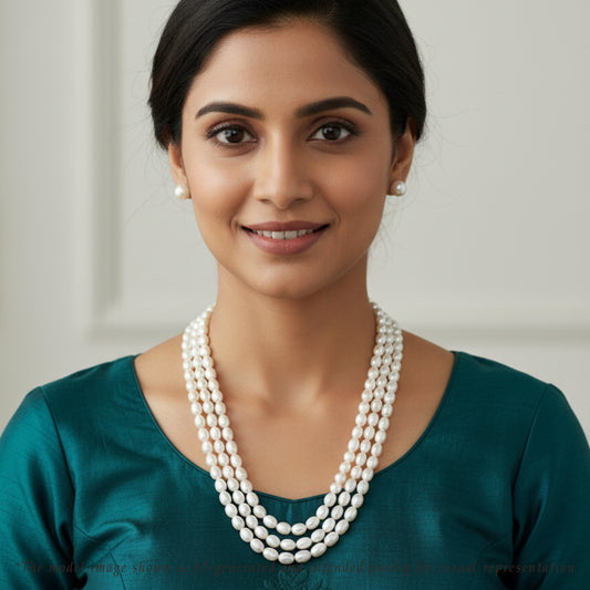 7.0-8.0mm White Drop Freshwater Pearl Necklace Set - A Quality