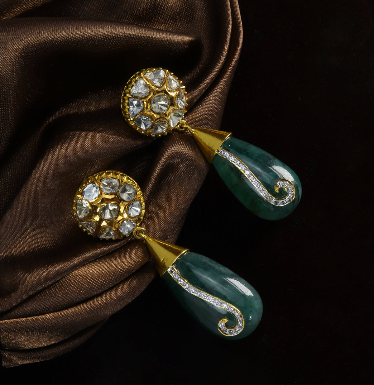 Designer Emerald Polki Earring