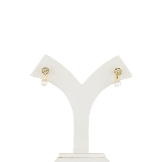Charming White Stone Freshwater Pearl Stud Earring
