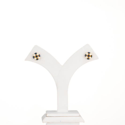 Swan Blue Stone Freshwater Pearl Stud Earrings