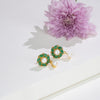 Fashionable Green Stone Freshwater Pearl Stud Earrings