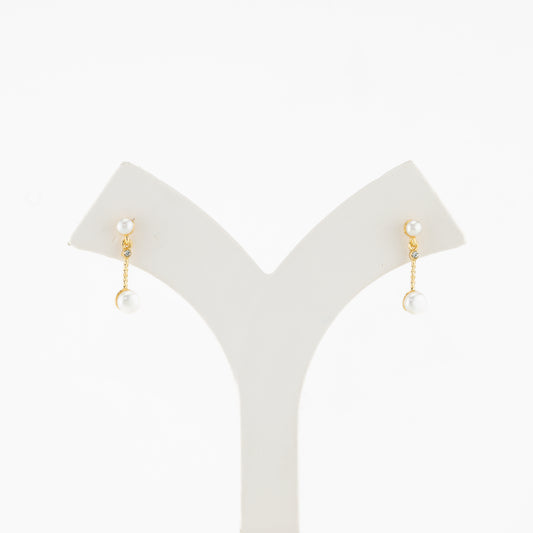 Sparkly White Freshwater Pearl Stud Hanging Earrings