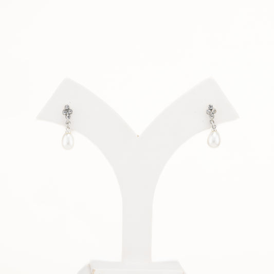 Pristine White Drop Hanging Studs Earrings