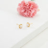 Glittering White Stone Freshwater Pearl Stud Earrings