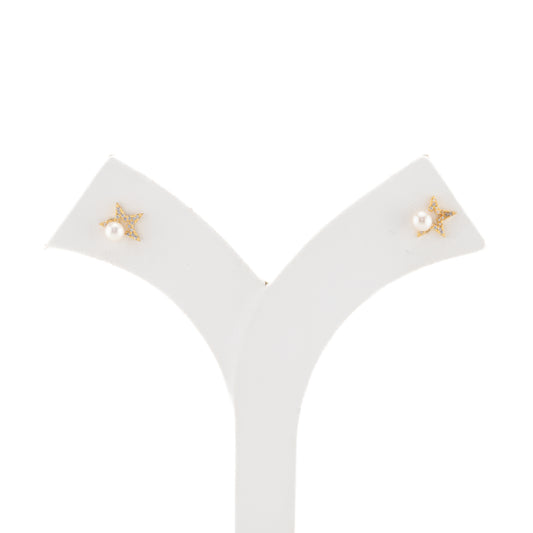 Precious White Stone Freshwater Pearl Stud Earrings