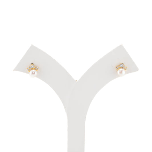 Artistry White Stone Freshwater Pearl Stud Earrings