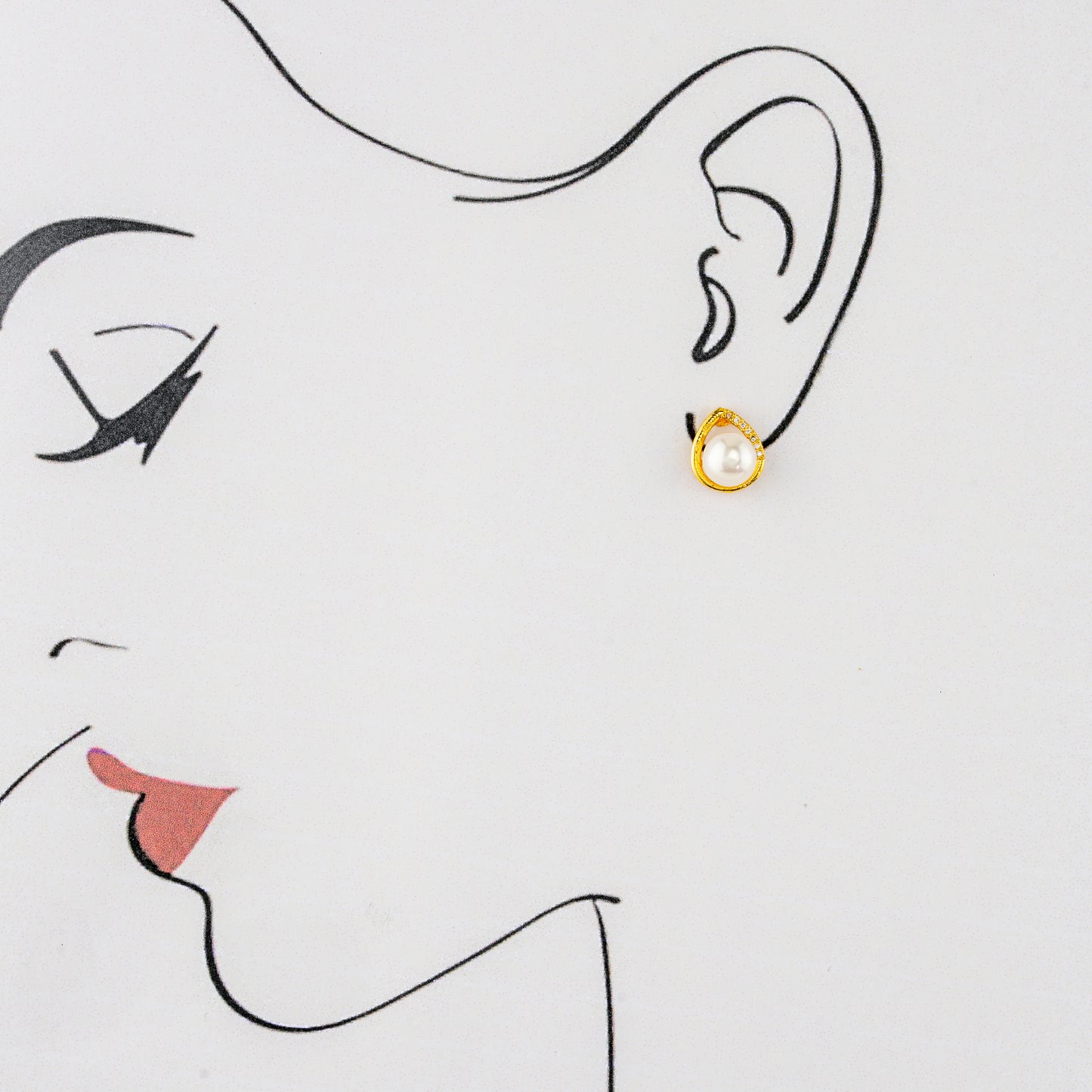 Enduring White Stone Freshwater Pearl Stud Earrings