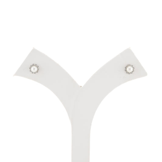 Modernity White Stone Freshwater Pearl Stud Earrings