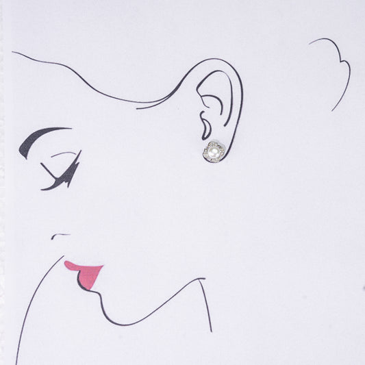 Luxury White Stone Freshwater Pearl Stud Earring