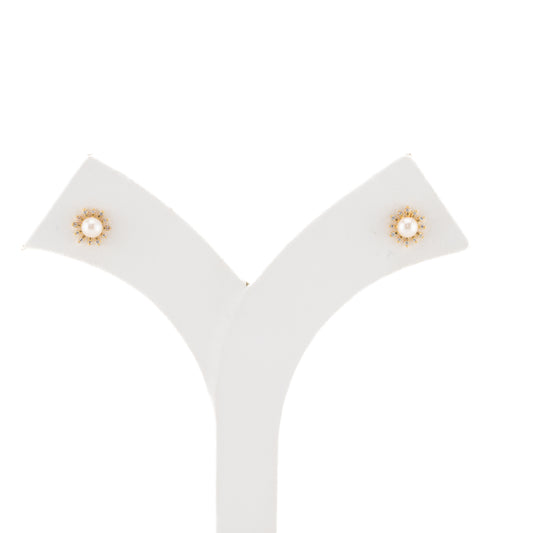 Charming White Stone Pearl Freshwater Stud Earrings