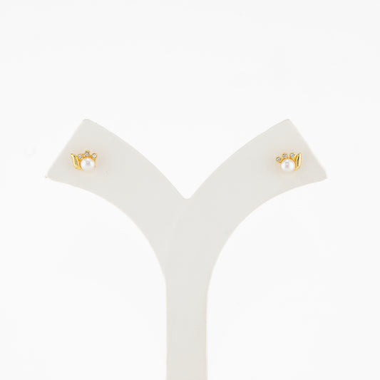 Conch Inspired White Freshwater Pearl Stud Earrings