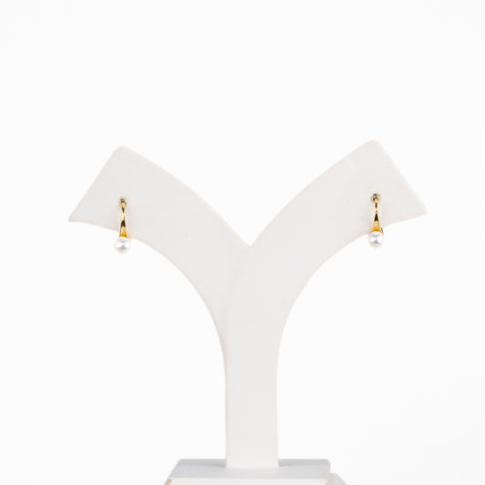 Delicate Button White Freshwater Pearl Stud Earrings