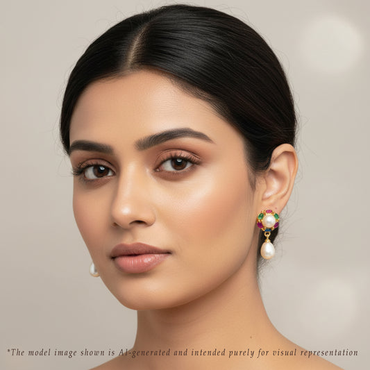 Precious Multicolor Drop Freshwater Pearl Stud Earrings