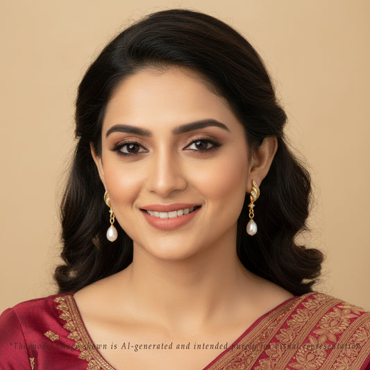 Irregular White Freshwater Pearl Stud Earrings