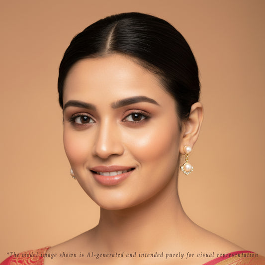 Exquisite Pink Freshwater Pearl Hanging Studs Earrings