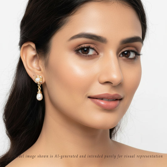 Exquisite White Drop Freshwater Pearl Stud Earrings