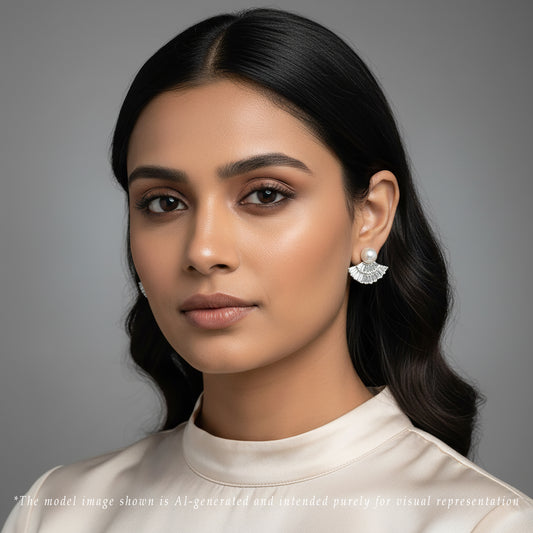 Classic White Stone Freshwater Pearl Stud Earrings