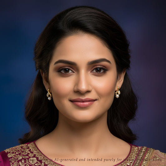 Subtle White Stone Pink Drop Freshwater Pearl Earrings