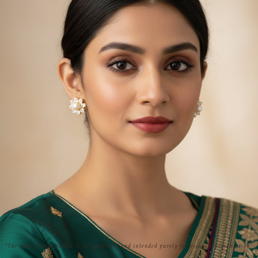 Everyday White Stone Freshwater Pearl Stud Earrings