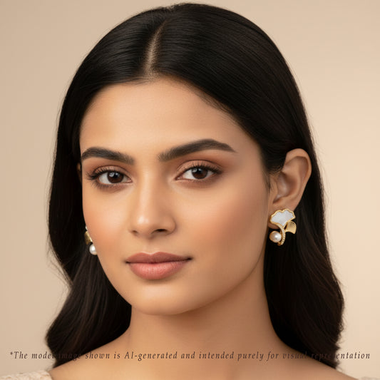 Fancy White Freshwater Pearl Stud Earrings