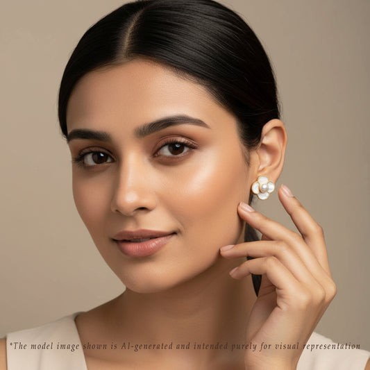 Feminine White Freshwater Pearl Stud Earrings