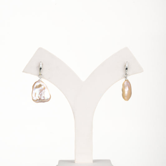 Pink Baroque Freshwater Hanging Freshwater Pearl Earrings