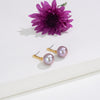 12.0-13.0mm Lavender Round Freshwater Pearl Hanging Earrings